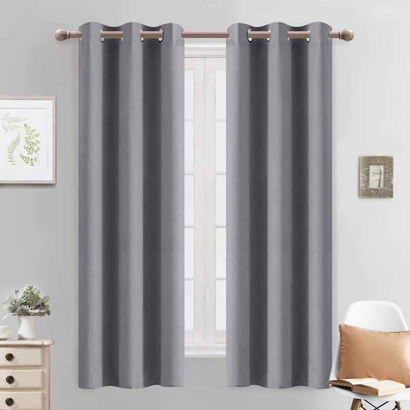 Yakamok Room Darkening Grommet Window Drapes Thermal Insulated Light Blocking Blackout Curtains for Bedroom(38Wx63L,Grey,2 Panels) - Image 1